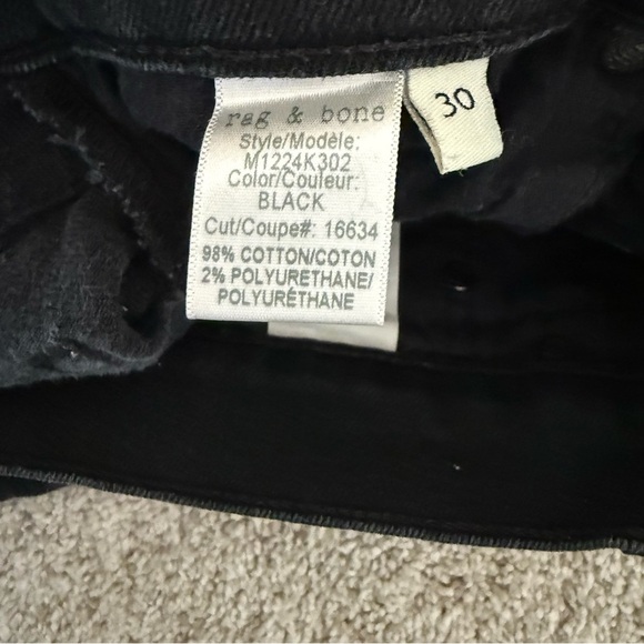 Rag & Bone Black Jeans 30/32 Men's Fit 1 Extra Slim Cotton Style M1224K302 - Picture 8 of 14
